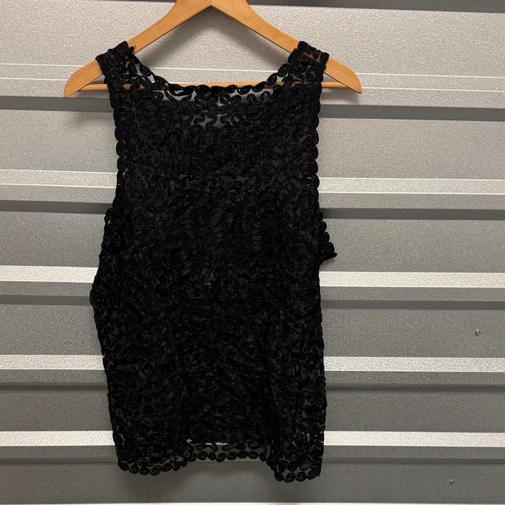Lisa Womens Sheer 90s Crinckle Tank Top Blouse Plus 1X Dark Whimsigoth Romantic - Picture 5 of 7